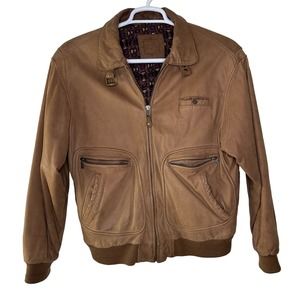 Vintage Mixed Blues Leather Jacket Men's Medium Aviator Bomber Pilot Full Zip